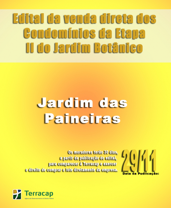 EDITAL DE CONVOCAÇÃO PARA VENDA DIRETA - PARQUE JARDIM DAS PAINEIRAS